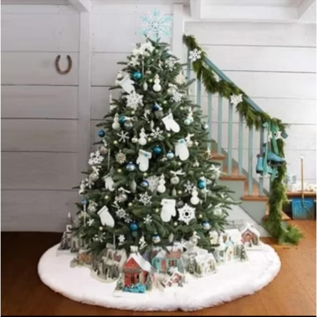 Tapete Decorativo De Arvore De Natal Pelego Pelo Alto Grande Toque Macio