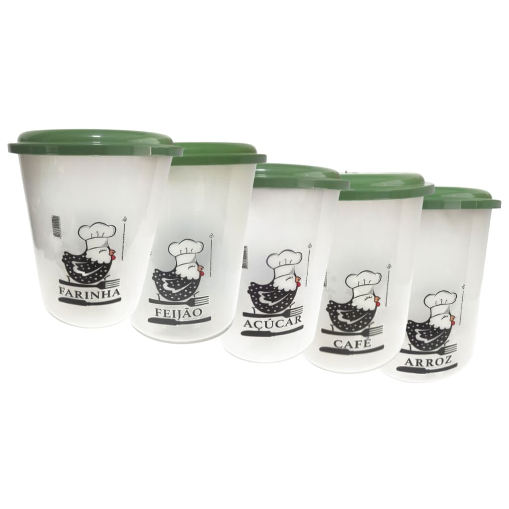 Kit 5 Potes Mantimentos Organizador Cozinha
