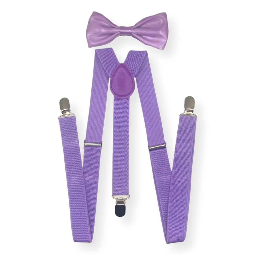 Kit de Gravata Borboleta com Suspensório Lilás Juvenil ou Adulto