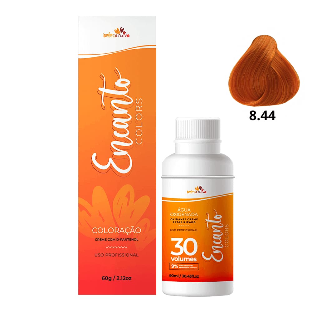 Kit Beleza Ruiva Encanto Colors 8.44 e Oxigenada 30vol 9%