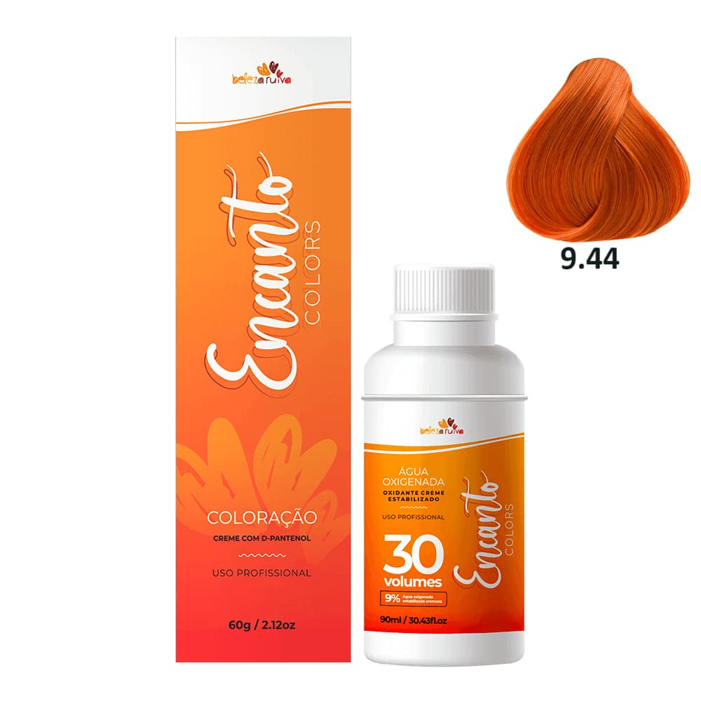 Kit Beleza Ruiva Encanto Colors 9.44 e Oxigenada 30vol 9%
