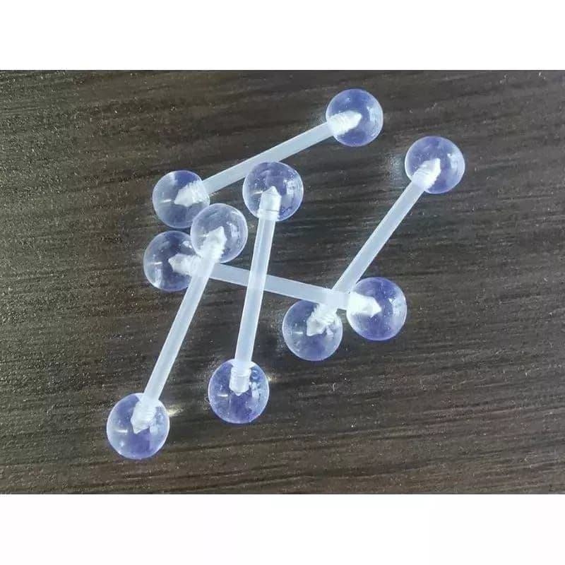 Kit 2 Piercing de Língua Transparente Silicone Flexíveis Masculino Feminino 2 unidades