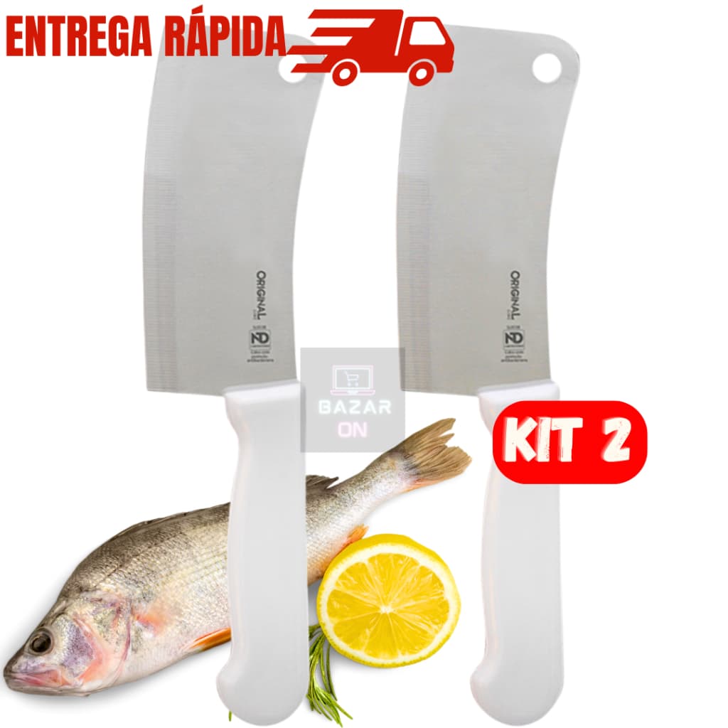 Kit 2 Cutelos Profissional Aço Inox 6 polegadas Corta Osso