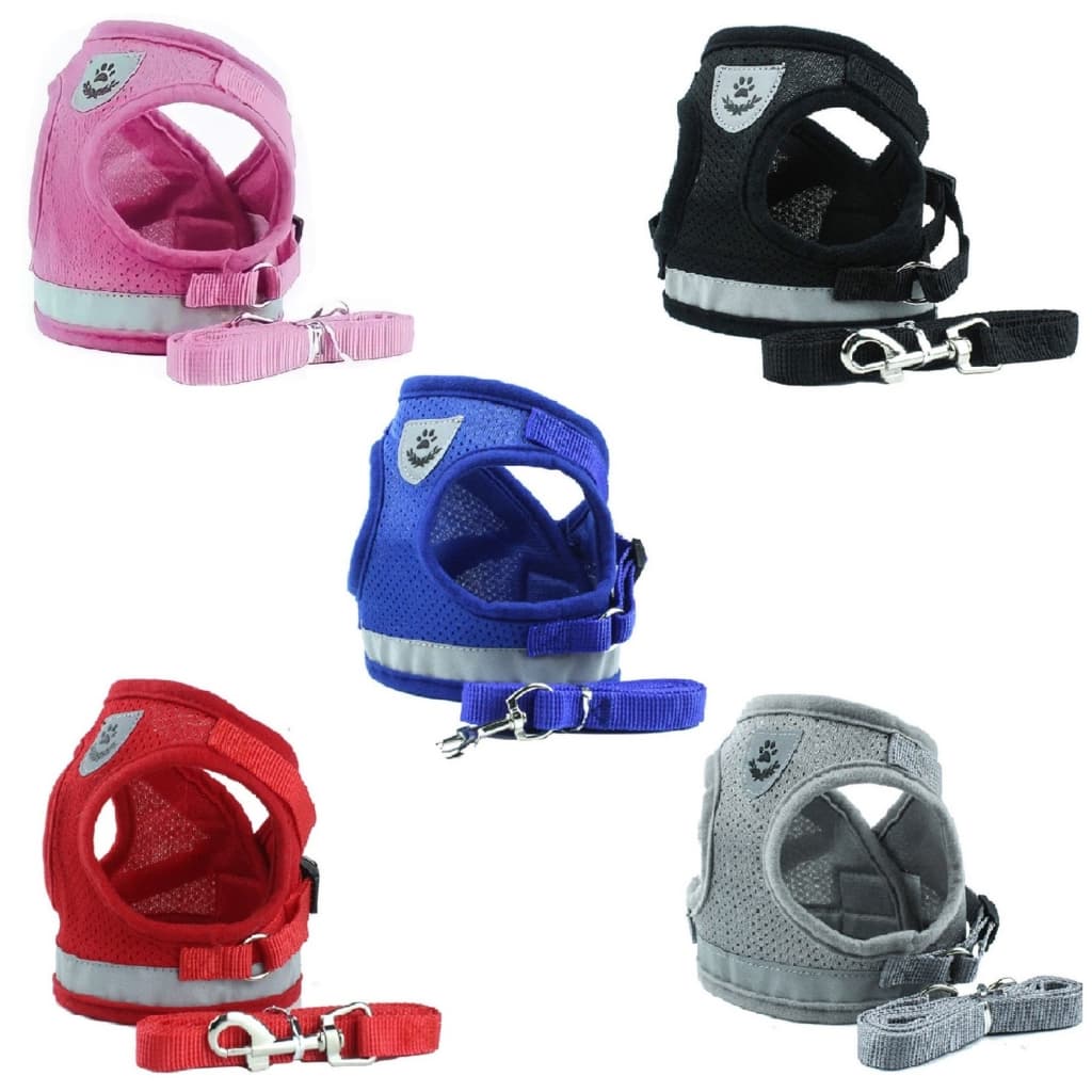 Coleira Peitoral Para Cachorro Pet Colete Refletivo + Guia para Cães Pequenos Filhotes Gatos