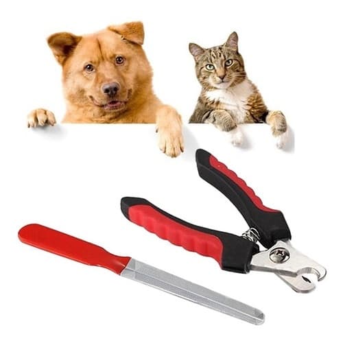 Kit Alicate Pet Tesoura Corte De Unhas Caes Gatos + Lixa Pet  - Porte Médio
