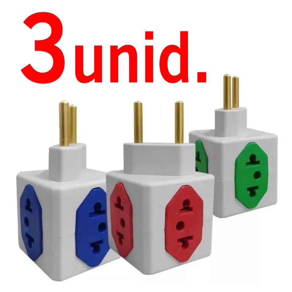 3 X Adaptadores de tomada Cubo Benjamin Extensão 4 Saídas 10a 20a Abnt 3 pinos