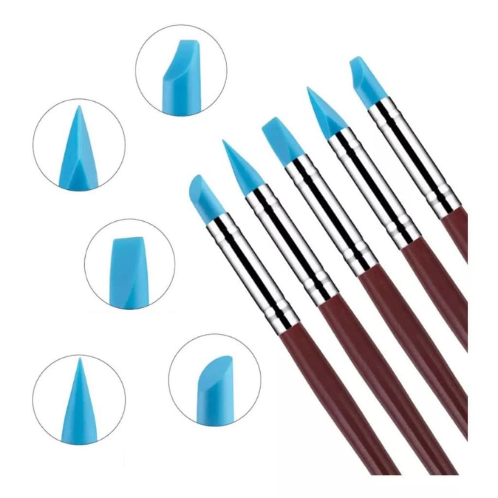Pincel Biscuit Estecas e Ferramentas de Silicone artesanato  - 5 Peças