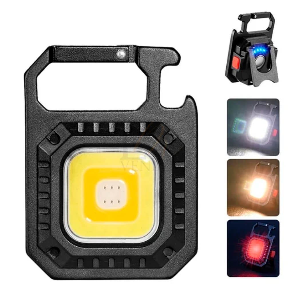 Mini Lanterna Chaveiro Led Portátil Usb Recarregável Iluminação Ajustável 6 Modos De Luz Branco/Vermelho Multifuncional