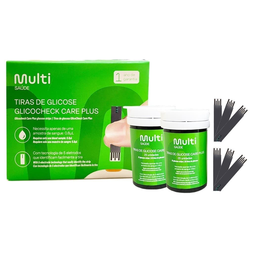 🩸 Tiras Glicocheck Care Plus 50 Unidades 💉 Teste Glicemia Rápido (2x25)
