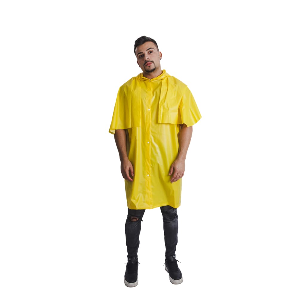 CAPA CHUVA PVC REFORÇADA MORCEGO IMPERMEÁVEL FORRADA CAPUZ
