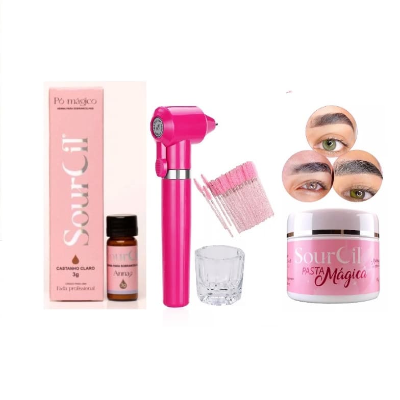 Kit Henna Sourcil Profissional + Pasta Mágica Sourcil + Mixer + Escovinha +Dappen