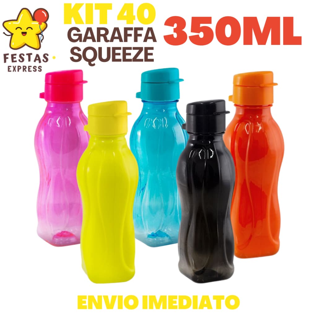 Kit 40 Garrafas Squeeze - 350ML (+20 Cores)