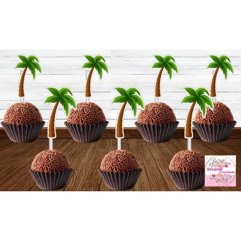 50 Tags Toppers P/ Docinho para festa COQUEIRO brigadeiro e beijinho