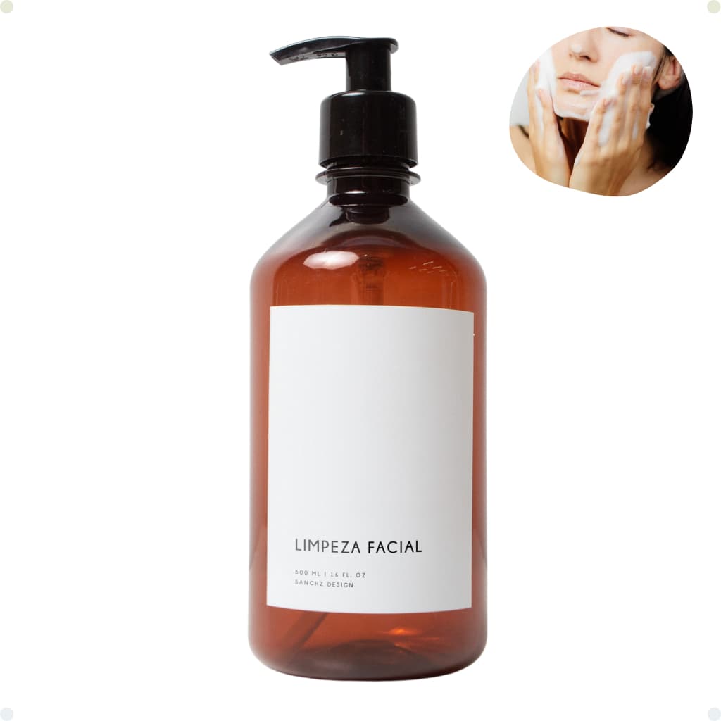 Frasco Âmbar Minimal Limpeza Facial - 500ml Sanchz Design