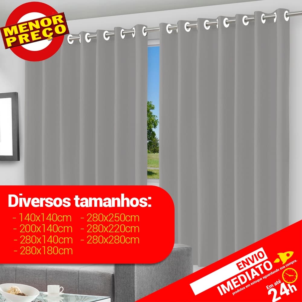 Cortina Blackout Película Corta Luz Janela Porta Blecaute Sala Quarto Ilhós Vários Tamanhos