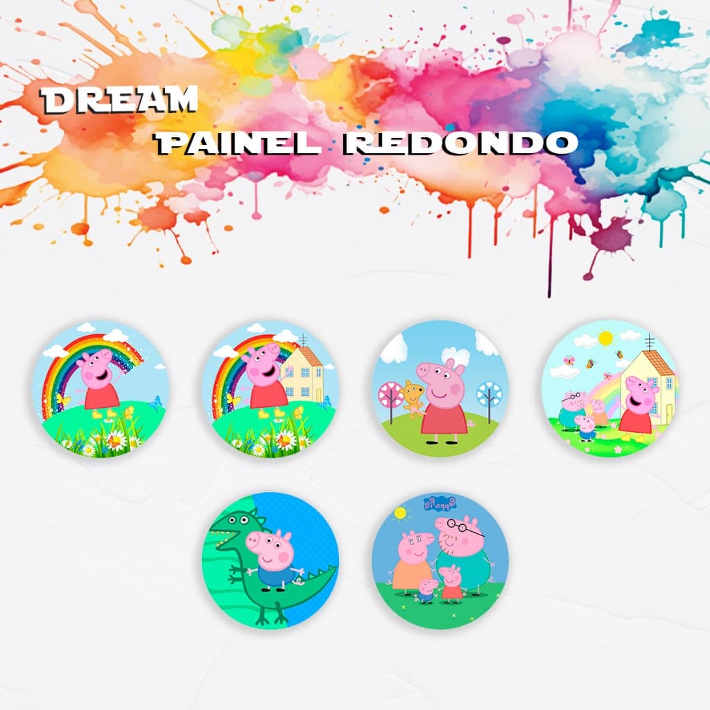 Capa Para Painel Redondo Tematico Peppa Pig Familia Pig Infantil Decoração Bebe Criança Aniversario Festa Cenario