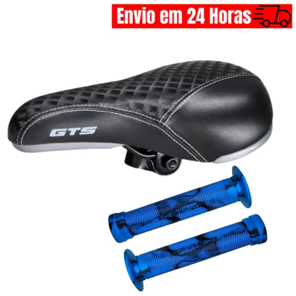 Banco Selim GTS BMx Freestyle Para Bicicleta Escama + Manopla Gios Bmx Freeride DH Punho Giosbr 150mm (CORES)