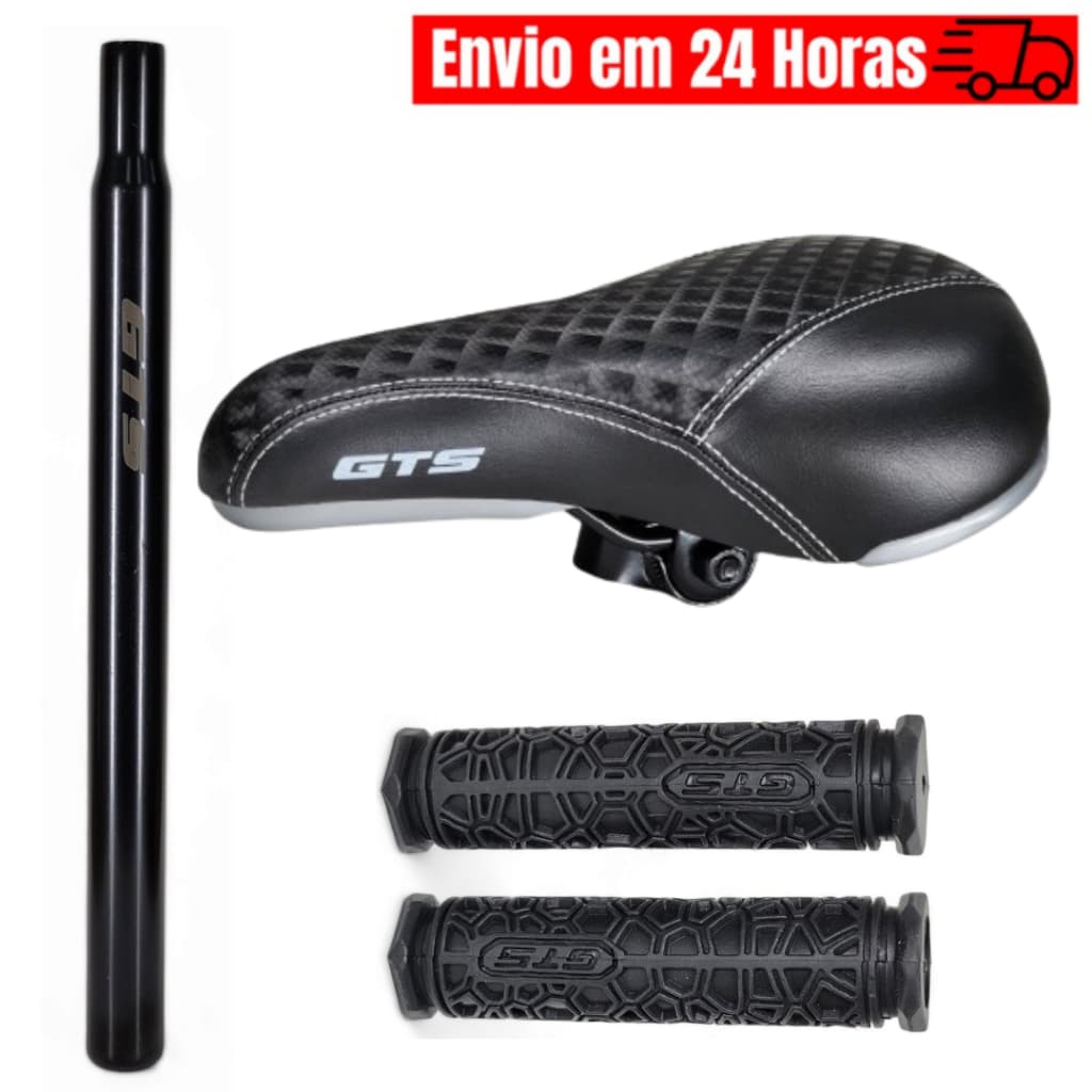 Kit Selim BMX Diamond Bike + Manopla GTS + Canote 27.2mm Freestyle GTS