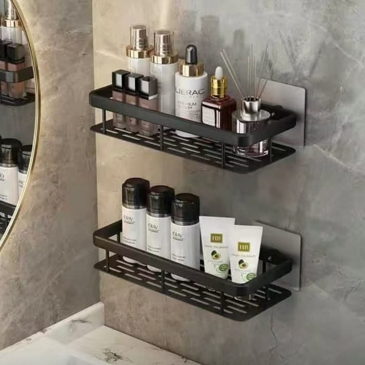Prateleira Alumínio Multiuso Organizador Shampoo Banheiro Com Adesivo