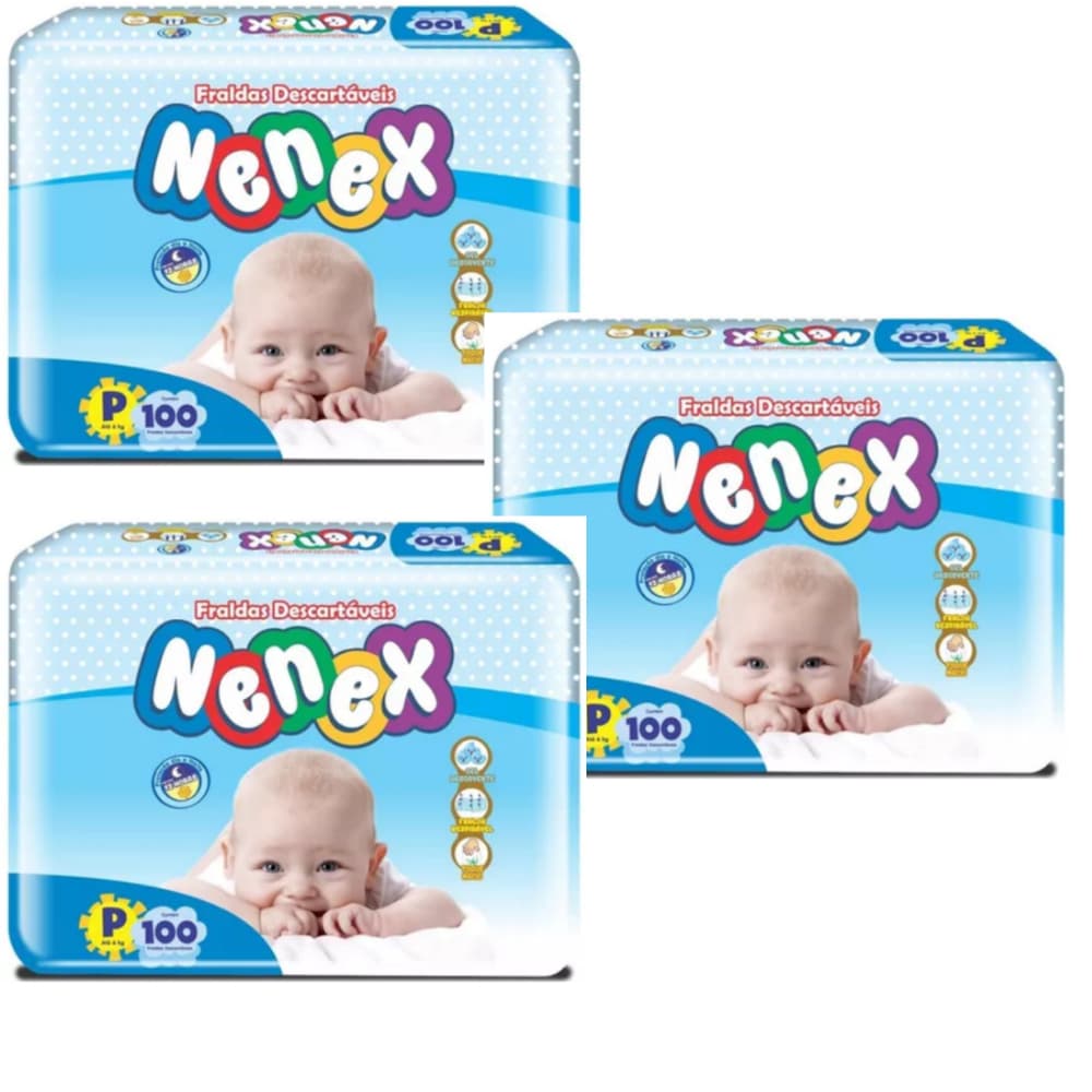 Kit 3 Pacotes Fralda Nenex Infantil Escolha o Tamanho Atacado Econômico Direto da Fábrica
