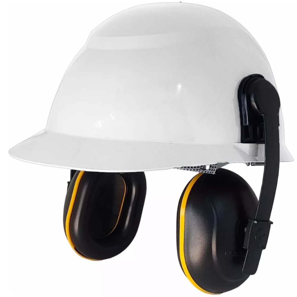 Kit Capacete Segurança Carneira Jugular Abafador Auditivo 15dB Concha Acoplar Obra EPI Construção