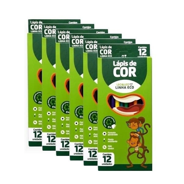 Lápis de cor kit com 6 caixas Leo&leo (Atacado)
