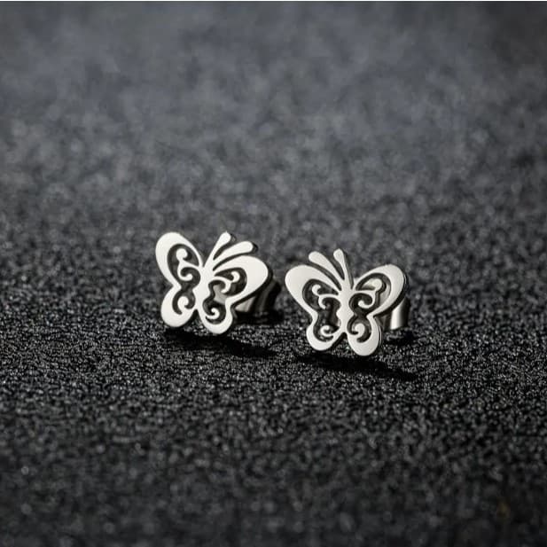 Brinco Borboleta Coleção Pets Aço Inoxidável