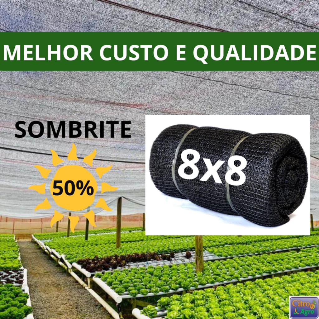 Tela Sombrite Preta 50%  - 8x8 metros.