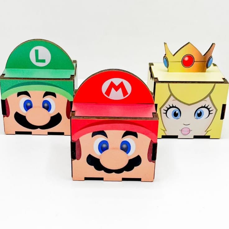 5/10/15/20PCS Mini Cubos Mario Bros em MDF - Lembrancinha Porta Bombom Caixinha