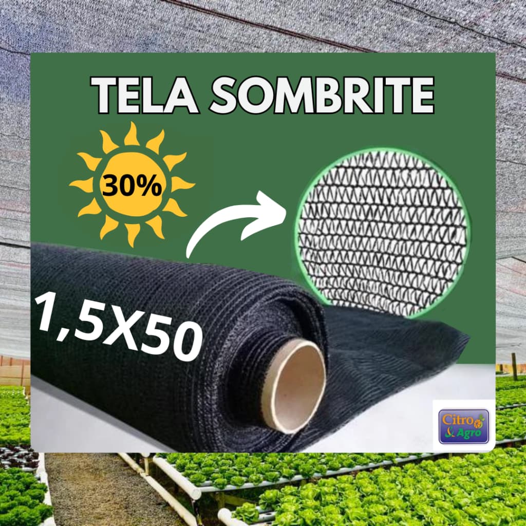 Tela Sombrite Preta 30%  - 1,50x50 metros.