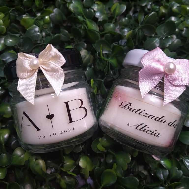 Mini vela artesanal personalizadas e perfumadas para lembrancinhas