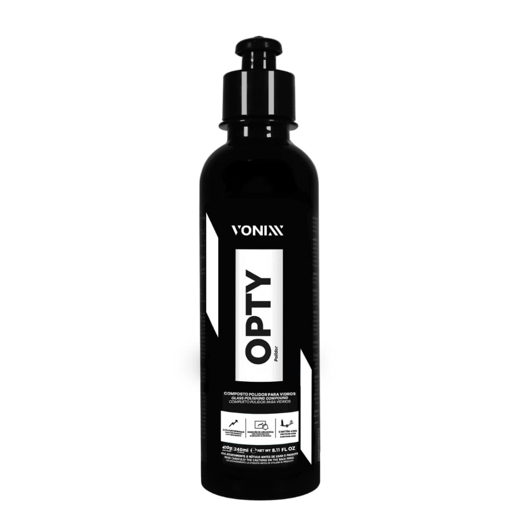 Polidor de Vidros 240ml Opty Vonixx Renovador Polimento de Vidros Parabrisas Janela Vidro