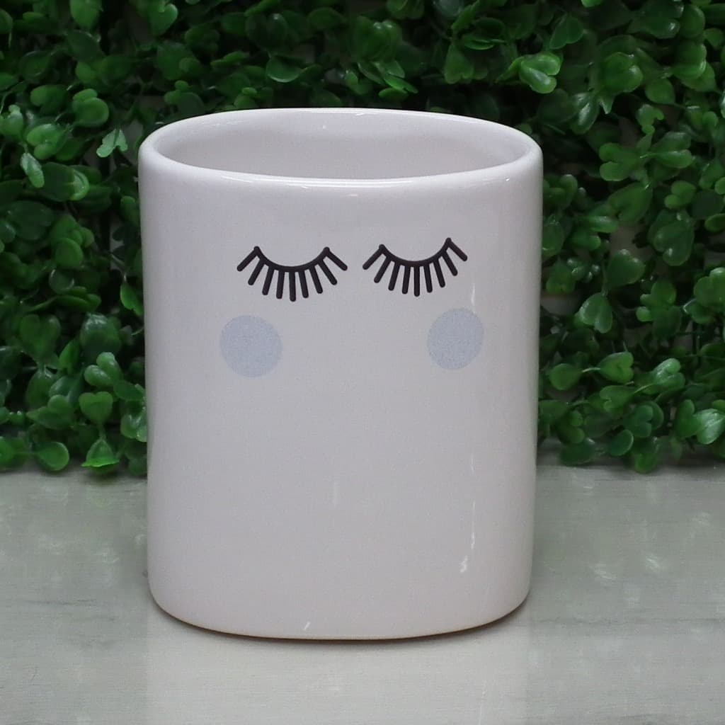 Porta Pentes Porcelana Cílios Bochecha Azul Escova de Cabelo Tesourinha , Escova de dente, Porta Treco Lavabo Banheiro