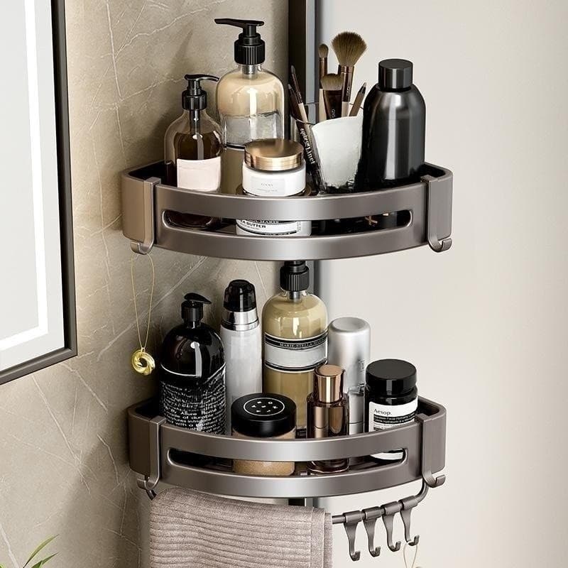 kit Prateleiras de Canto para Banheiro Sem Perfuração Racks De Armazen aluminio reforçado JET