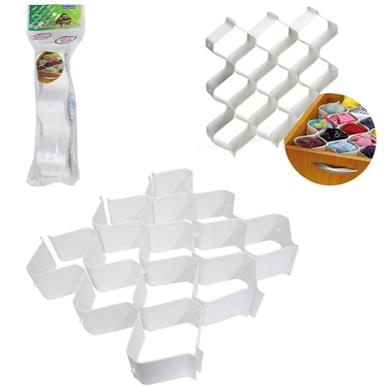 ORGANIZADOR DIVISORIA DE GAVETA COLMEIA BRANCO COM 6 PECAS 33X32,5X6CM NA SOLAPA