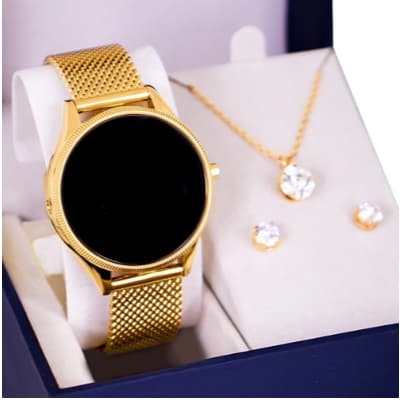 Relogio Lindo Luxo Feminino Pulso com brinco e caixa 2342
