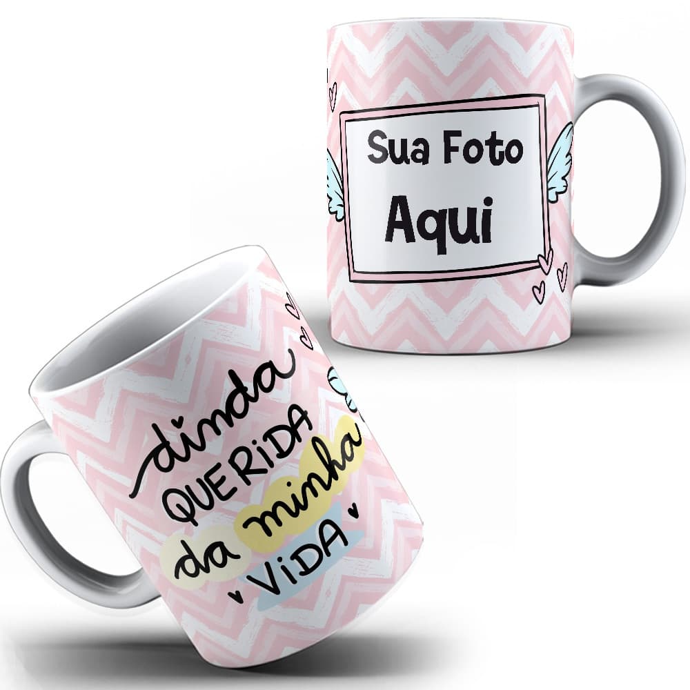 Caneca Xícara Dinda Da Minha Vida Madrinha Personalizada Com Foto Batizado Tia  - OFERTA RELÂMPAGO!
