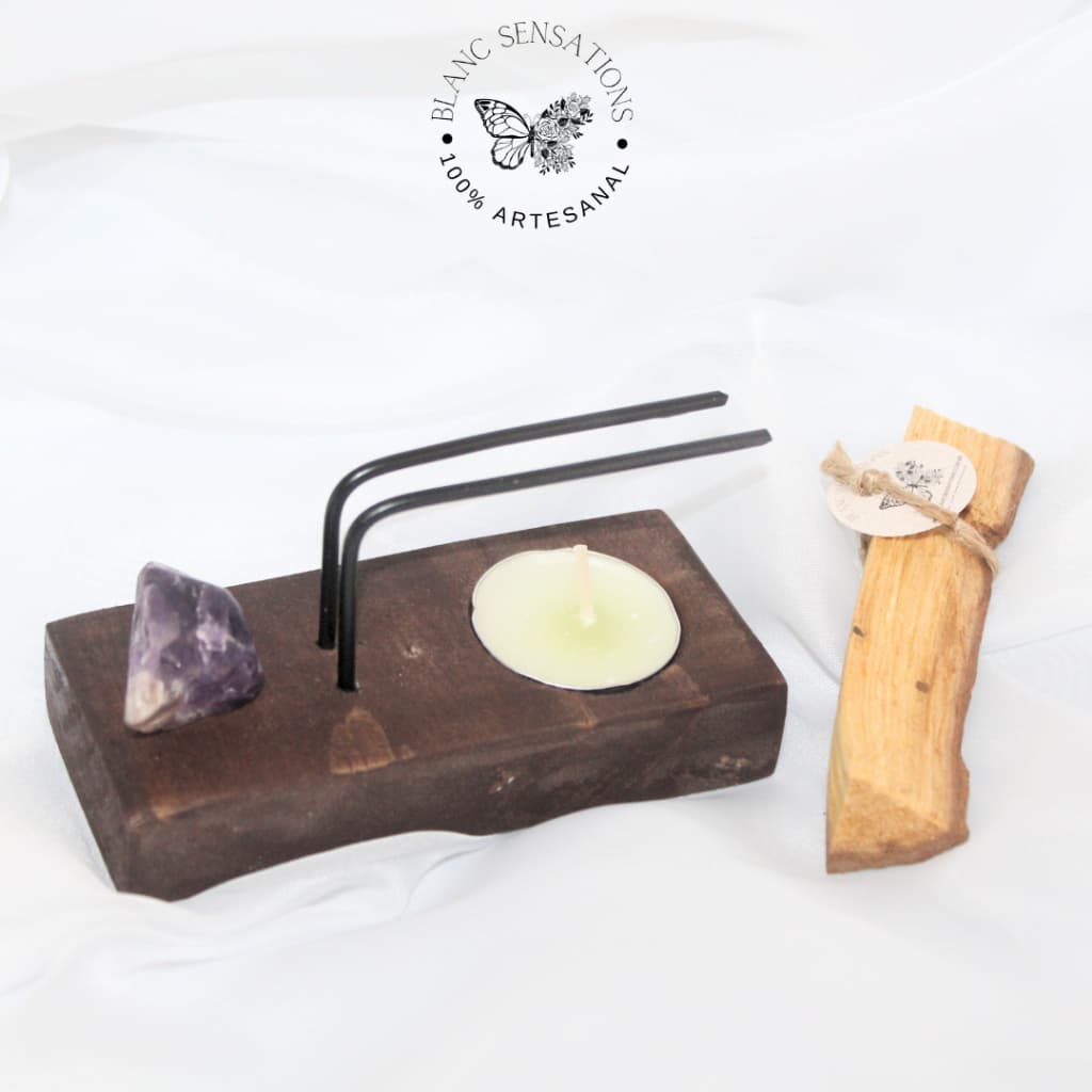 Incensário e suporte para Palo Santo e incensário | com cristais naturais