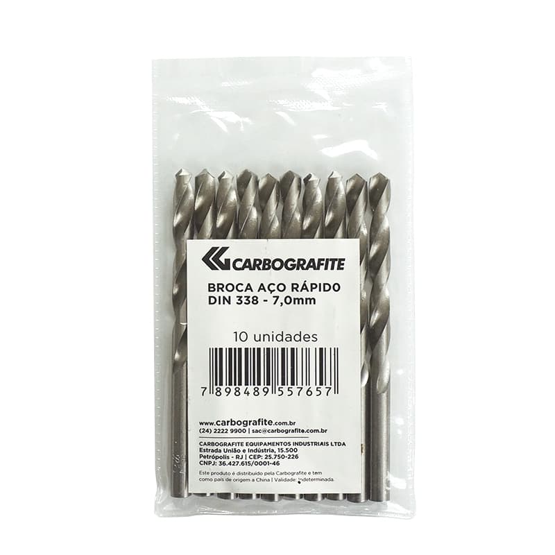 BROCA AÇO RÁPIDO CARBOGRAFITE DIN338 - 3,5MM (EMBALAGEM COM 10 PEÇAS)