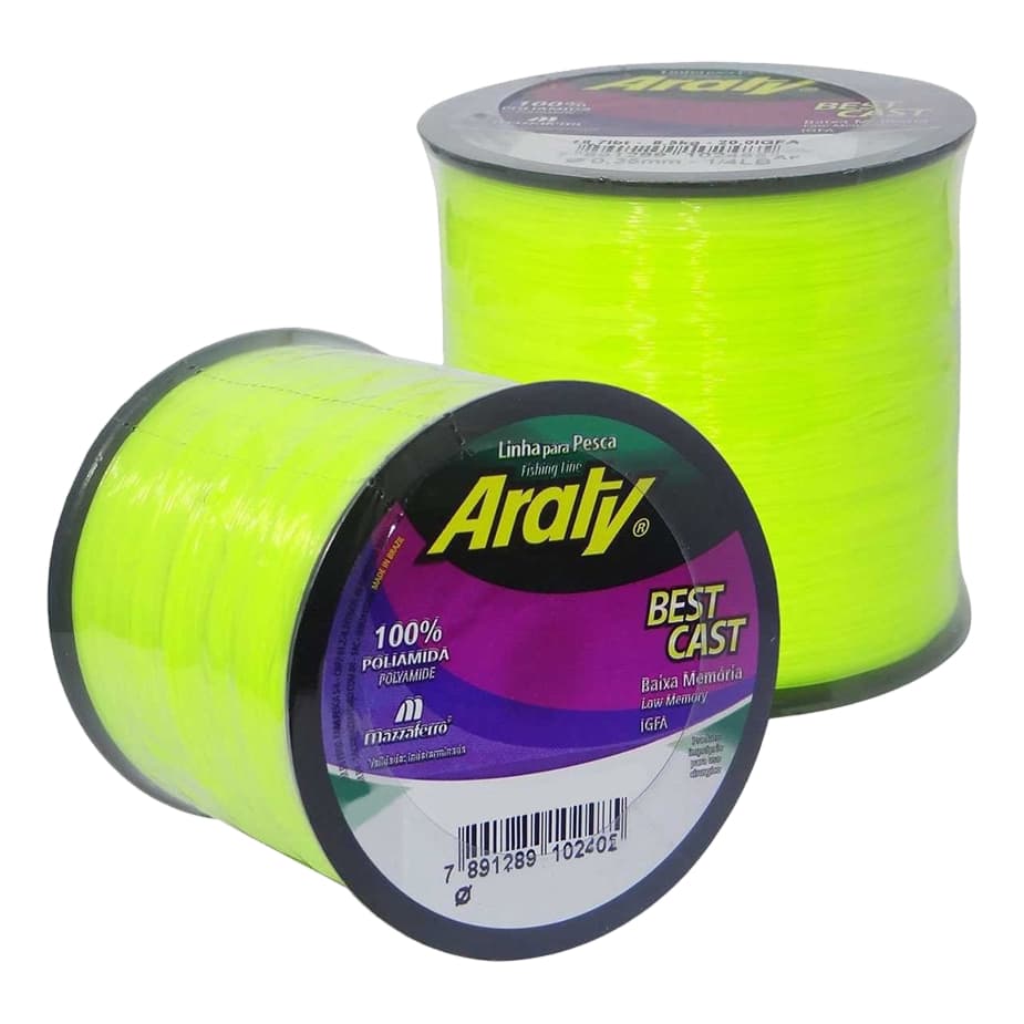 Linha Pesca Araty Best Cast 0,25 Mm 1739 Metros 10,8 Libras Baixa Memoria Amarelo