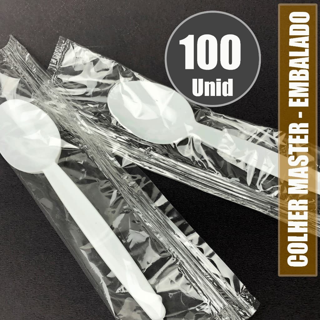 COLHER MASTER SUPER REFORCADA EM SACHE 100 UNIDADES ESCOLHA COR