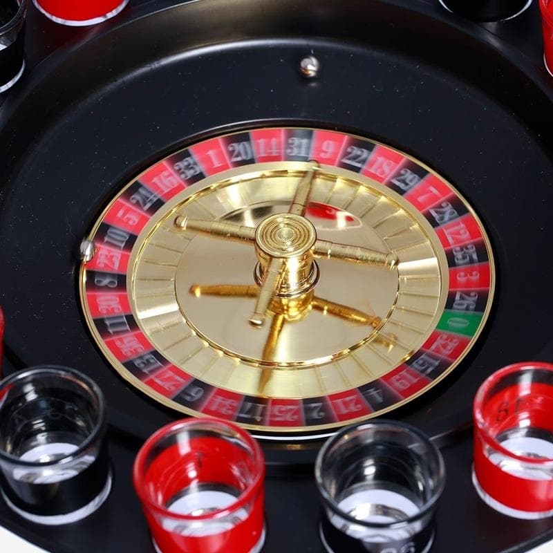 Jogo Roleta Drink Shot 16 Copos Vidro Bebida Cassino Grande Destilado Dose