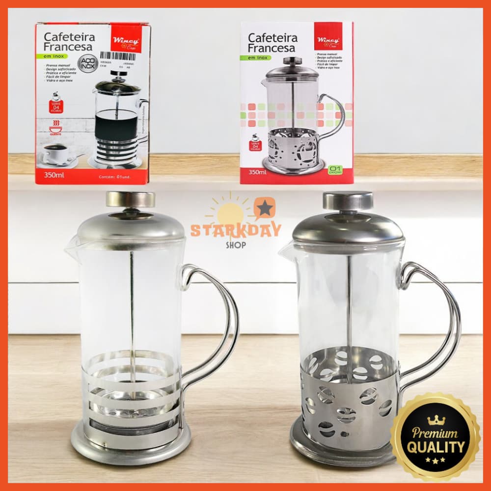 Cafeteira Prensa Francesa Café Fresco Aromático Para Até 4 Pessoas Inox 350ml