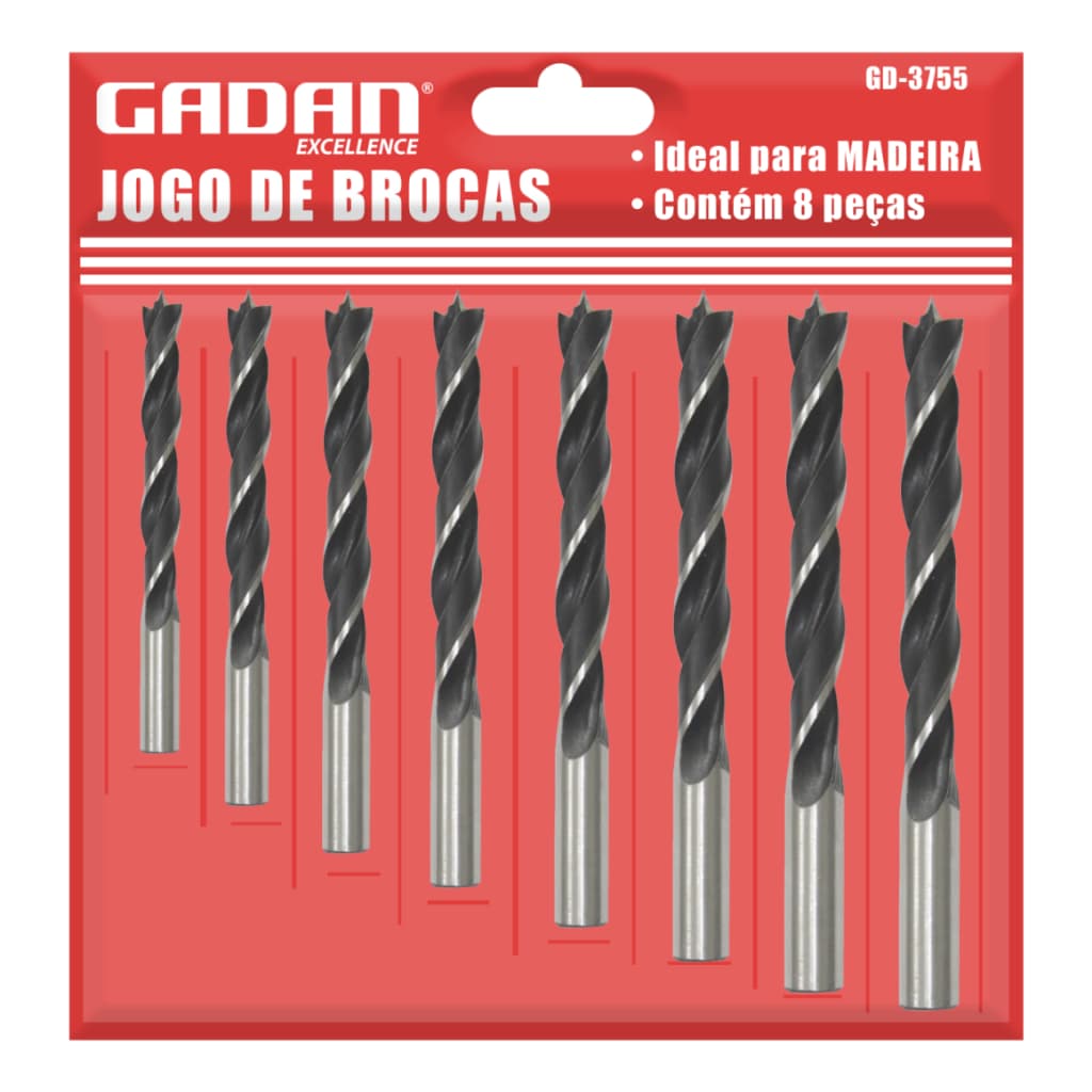 Jogo de Brocas para Madeira 8 Peças | Compatível com Furadeira e Parafusadeira