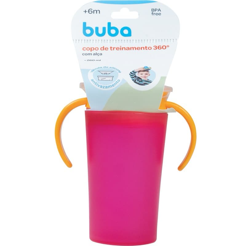 Copo de Treinamento 360 - Buba - Pink/Laranja
