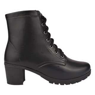 Bota Coturno Feminina Cano Curto Tornozelo Salto Baixo 5cm Bico Redondo Promoção