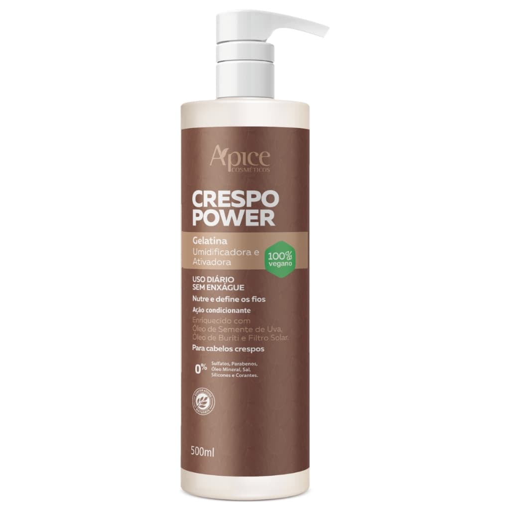 Gelatina Ativadora Apice Crespo Power Umidificadora Cabelo Profissional Vegano Apse 500ml