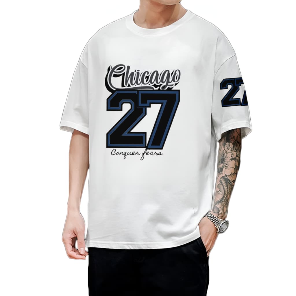 Camisa Camiseta Masculina Oversized 100% Algodão, Acdemia,Street Wear estampa 'Chicago 27'