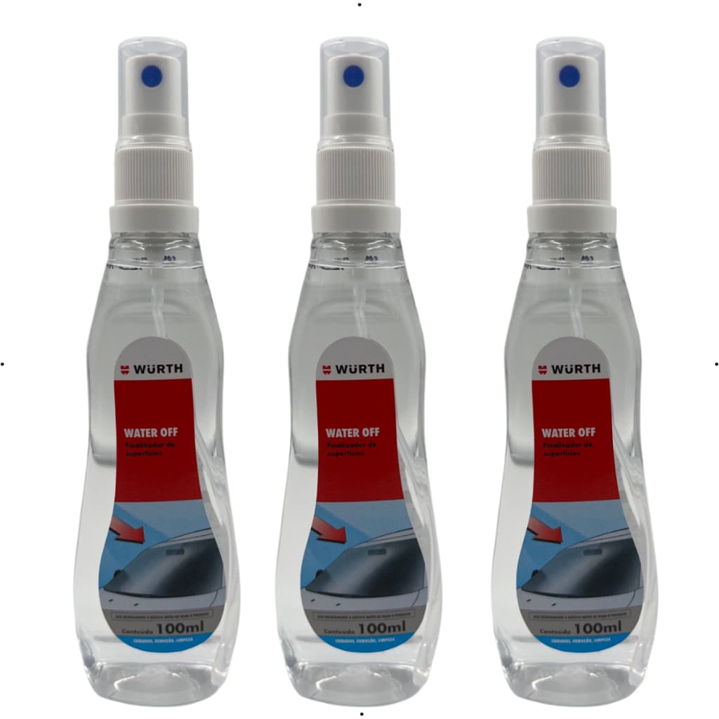 3 UNI - CRISTALIZADOR E FINALIDOR DE PARA-BRISAS E VIDROS EM GERAL 100ml WATER OFF