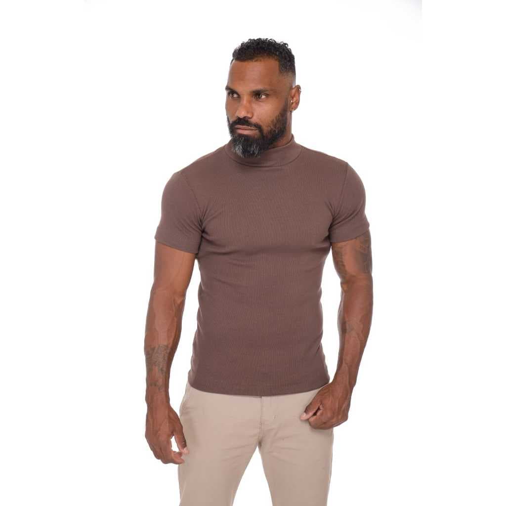 Camiseta Masculina Canelada Cacharrel Gola Alta Italiana Old Money